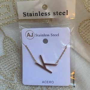 Stainless Steel Letter K Gold Necklace holiday gift